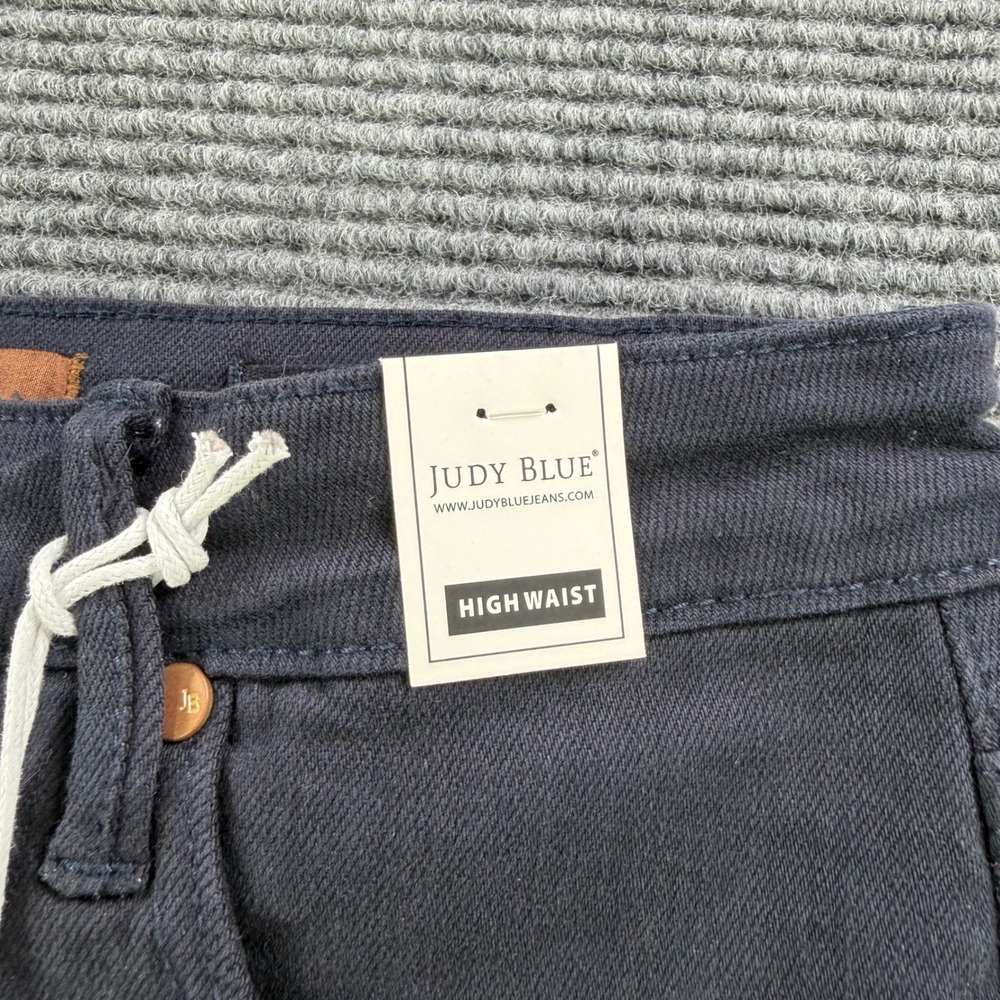 NEW Judy Blue Navy High Waist Tummy Control Denim Shorts Womens Large JB150270 - Picture 5 of 16